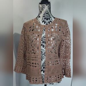 CHICO'S CROCHET OPEN TOPPER/CARDIGAN 1 or M
